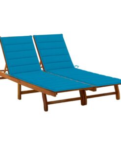 vidaXL Ligbed 2-persoons met kussens massief acaciahout