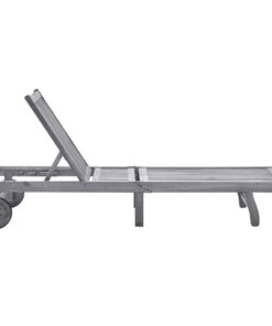 vidaXL Ligbed met kussen massief acaciahout grijs