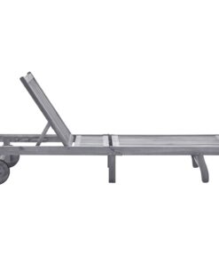 vidaXL Ligbed met kussen massief acaciahout grijs