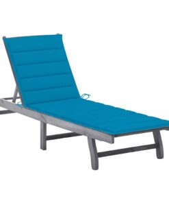 vidaXL Ligbed met kussen massief acaciahout grijs