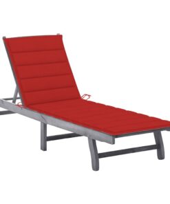 vidaXL Ligbed met kussen massief acaciahout grijs