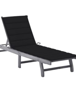 vidaXL Ligbed met kussen massief acaciahout grijs