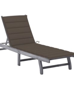 vidaXL Ligbed met kussen massief acaciahout grijs