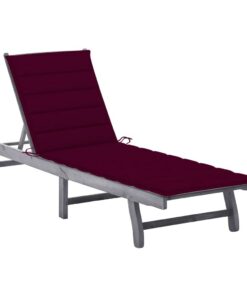 vidaXL Ligbed met kussen massief acaciahout grijs