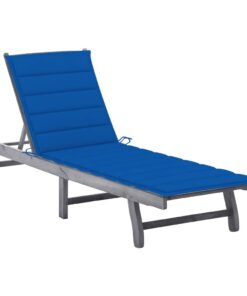 vidaXL Ligbed met kussen massief acaciahout grijs