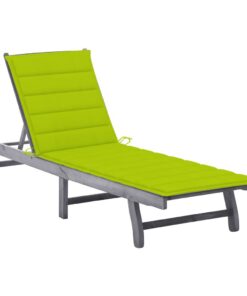 vidaXL Ligbed met kussen massief acaciahout grijs