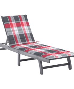 vidaXL Ligbed met kussen massief acaciahout grijs