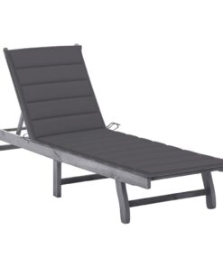 vidaXL Ligbed met kussen massief acaciahout grijs