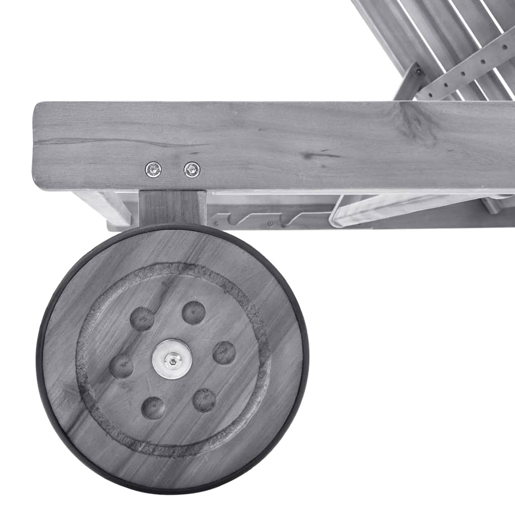 vidaXL Ligbed met kussen massief acaciahout grijs - Afbeelding 4