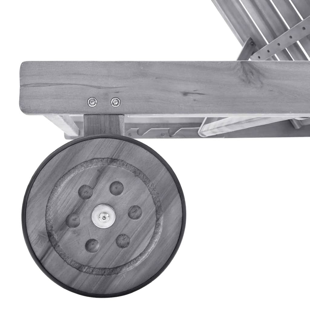 vidaXL Ligbed met kussen massief acaciahout grijs - Afbeelding 4