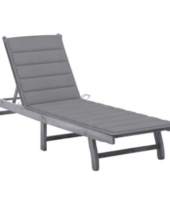 vidaXL Ligbed met kussen massief acaciahout grijs