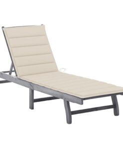 vidaXL Ligbed met kussen massief acaciahout grijs