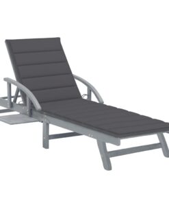 vidaXL Ligbed met kussen massief acaciahout