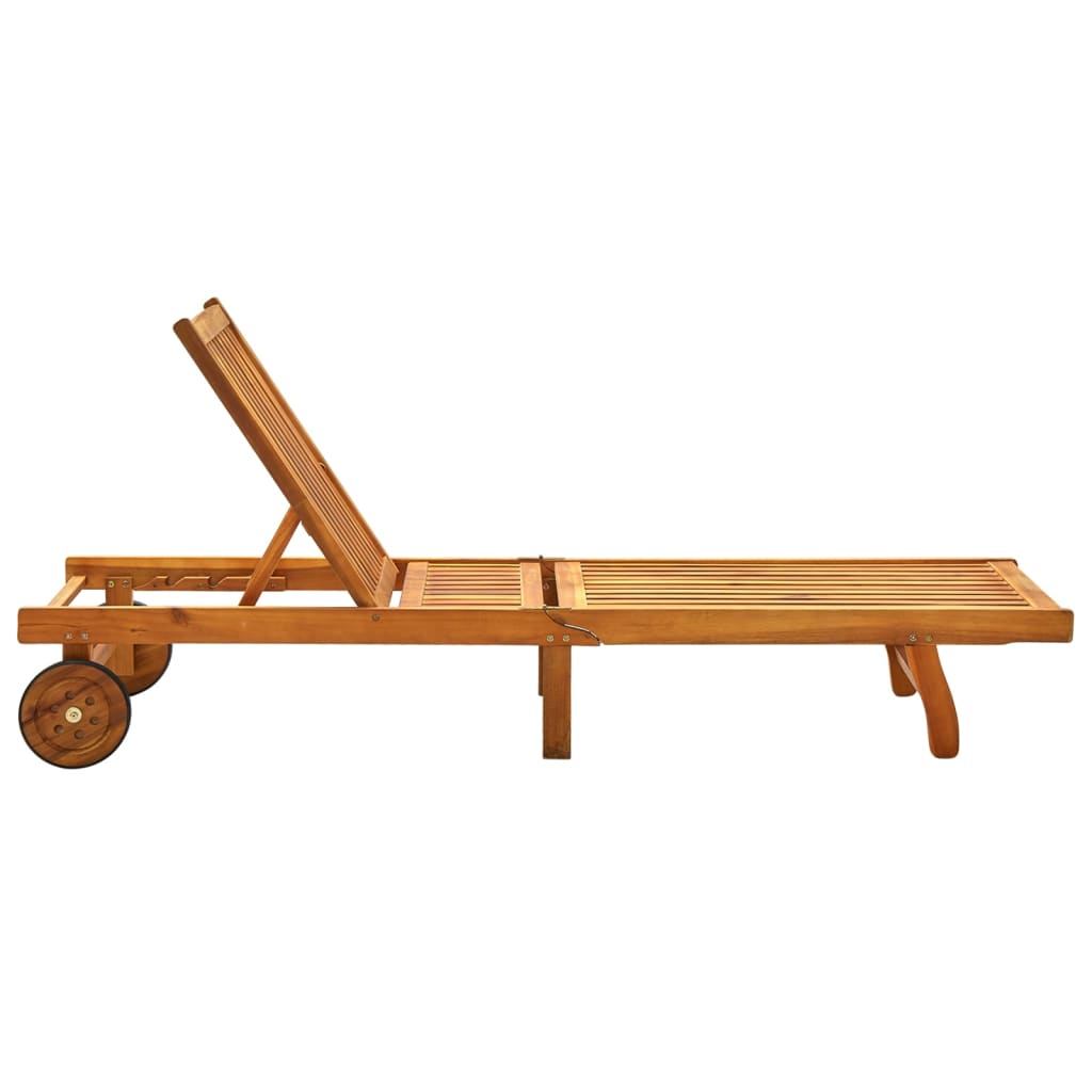 vidaXL Ligbed met kussen massief acaciahout - Afbeelding 5