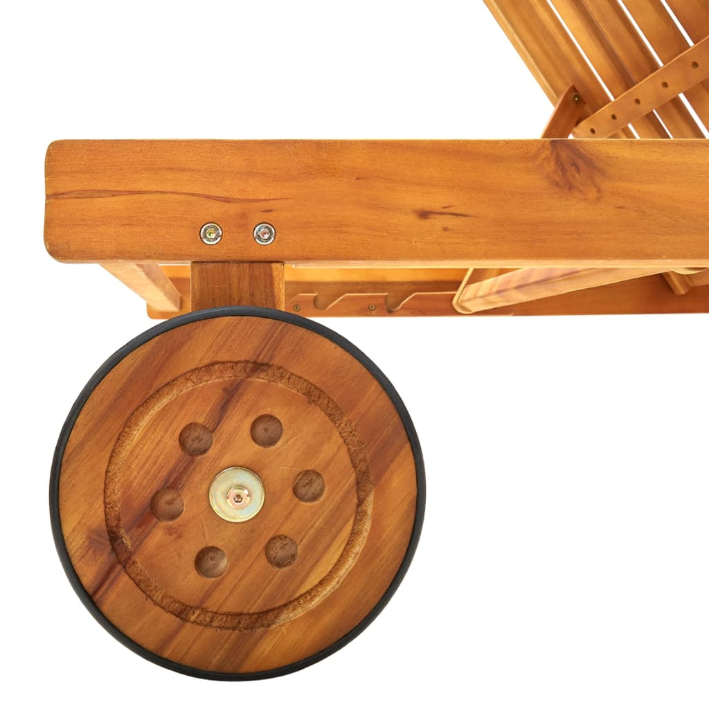 vidaXL Ligbed met kussen massief acaciahout - Afbeelding 7