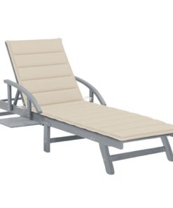 vidaXL Ligbed met kussen massief acaciahout