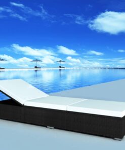 vidaXL Ligbedden met kussens 2 st poly rattan zwart