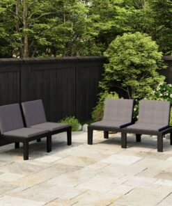 vidaXL Loungebanken 2 st met kussens kunststof grijs