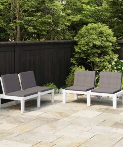 vidaXL Loungebanken 2 st met kussens kunststof wit