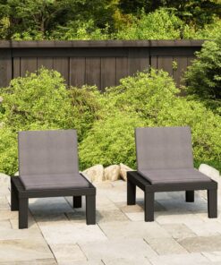 vidaXL Loungestoelen 2 st met kussens kunststof grijs