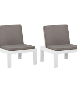 vidaXL Loungestoelen 2 st met kussens kunststof wit