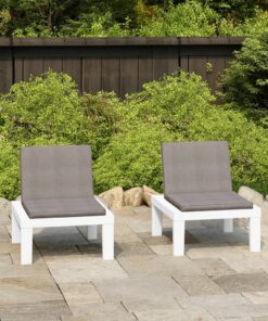 vidaXL Loungestoelen 2 st met kussens kunststof wit