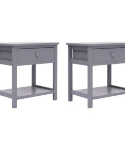 vidaXL Nachtkastje 2 st 40x29x42 cm paulowniahout grijs