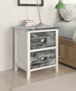 vidaXL Nachtkastje 38x28x45 cm paulowniahout grijs en wit