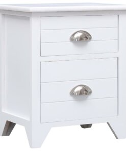 vidaXL Nachtkastje 38x28x45 cm paulowniahout wit