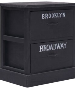 vidaXL Nachtkastje 38x28x45 cm paulowniahout zwart