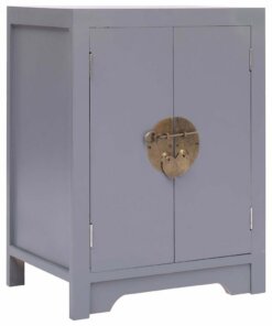 vidaXL Nachtkastje 38x28x52 cm paulowniahout grijs