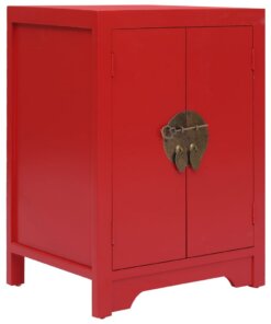 vidaXL Nachtkastje 38x28x52 cm paulowniahout rood