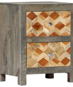 vidaXL Nachtkastje 40x30x50 cm massief mangohout grijs