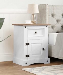 vidaXL Nachtkastje 53x39x67 cm Mexicaans grenenhout Corona-stijl wit