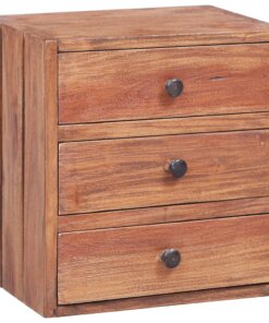 vidaXL Nachtkastje met 3 lades 35x25x35 cm massief mahoniehout