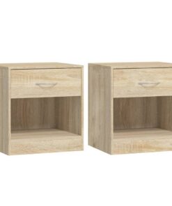 vidaXL Nachtkastje met lade eikenkleur 2 st