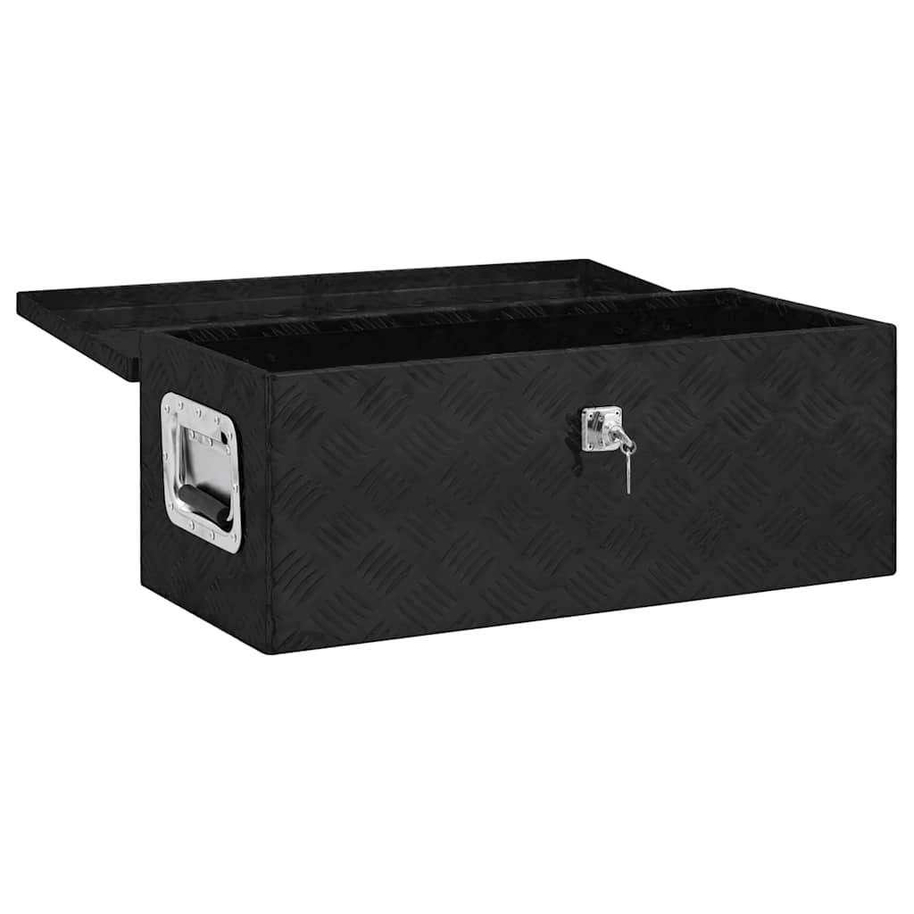 vidaXL Opbergbox 70x31x27 cm aluminium zwart - Image 3