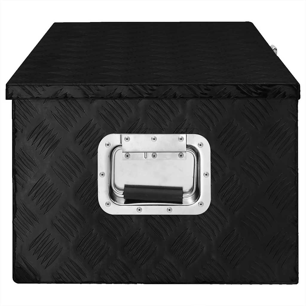 vidaXL Opbergbox 90x47x33,5 cm aluminium zwart - Afbeelding 5