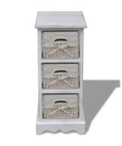 vidaXL Opbergkast met 3 weefmanden hout wit