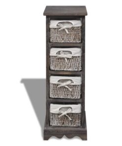 vidaXL Opbergkast met 4 weefmanden hout bruin