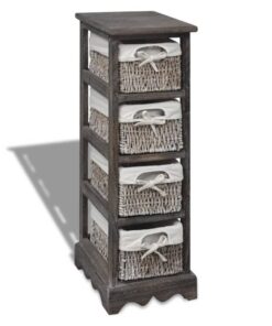 vidaXL Opbergkast met 4 weefmanden hout bruin