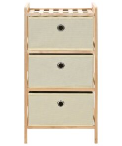 vidaXL Opbergmeubel met 3 stoffen manden cederhout beige