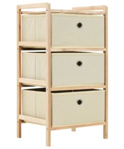 vidaXL Opbergmeubel met 3 stoffen manden cederhout beige