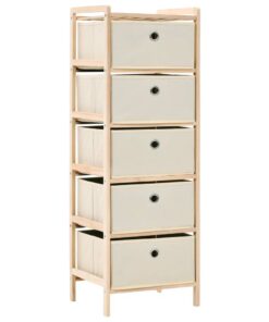 vidaXL Opbergmeubel met 5 stoffen manden cederhout beige