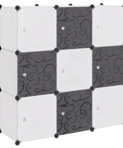 vidaXL Opbergmeubel met 9 vakken zwart en wit