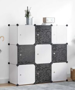 vidaXL Opbergmeubel met 9 vakken zwart en wit