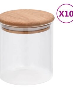 vidaXL Opbergpotten met bamboe deksel 10 st 600 ml glas
