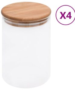 vidaXL Opbergpotten met bamboe deksels 4 st 800 ml glas