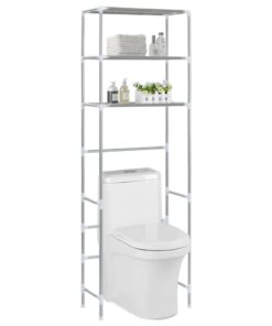 vidaXL Opbergrek voor boven toilet 3-laags 53x28x169 cm zilverkleurig