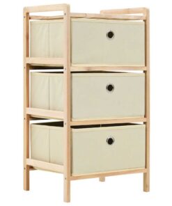 vidaXL Opbergrekken met 3 stoffen manden 2 st cederhout beige